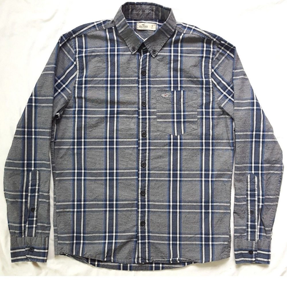 Hollister Button Up Long Sleeve Plaid Shirt Men's Size Small 100% Cotton